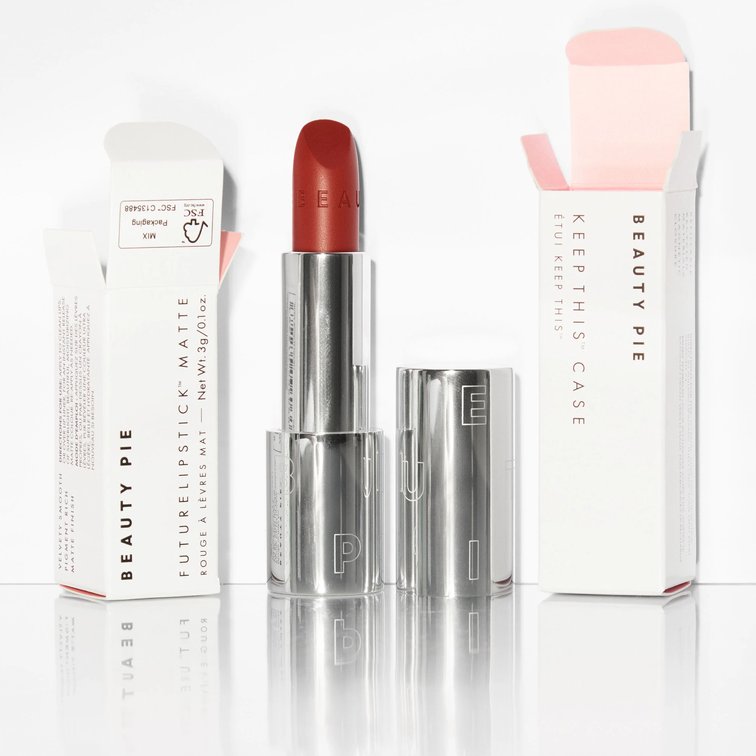 Futurelipstick Matte Refill och behåll detta fodral i återvunnet aluminium