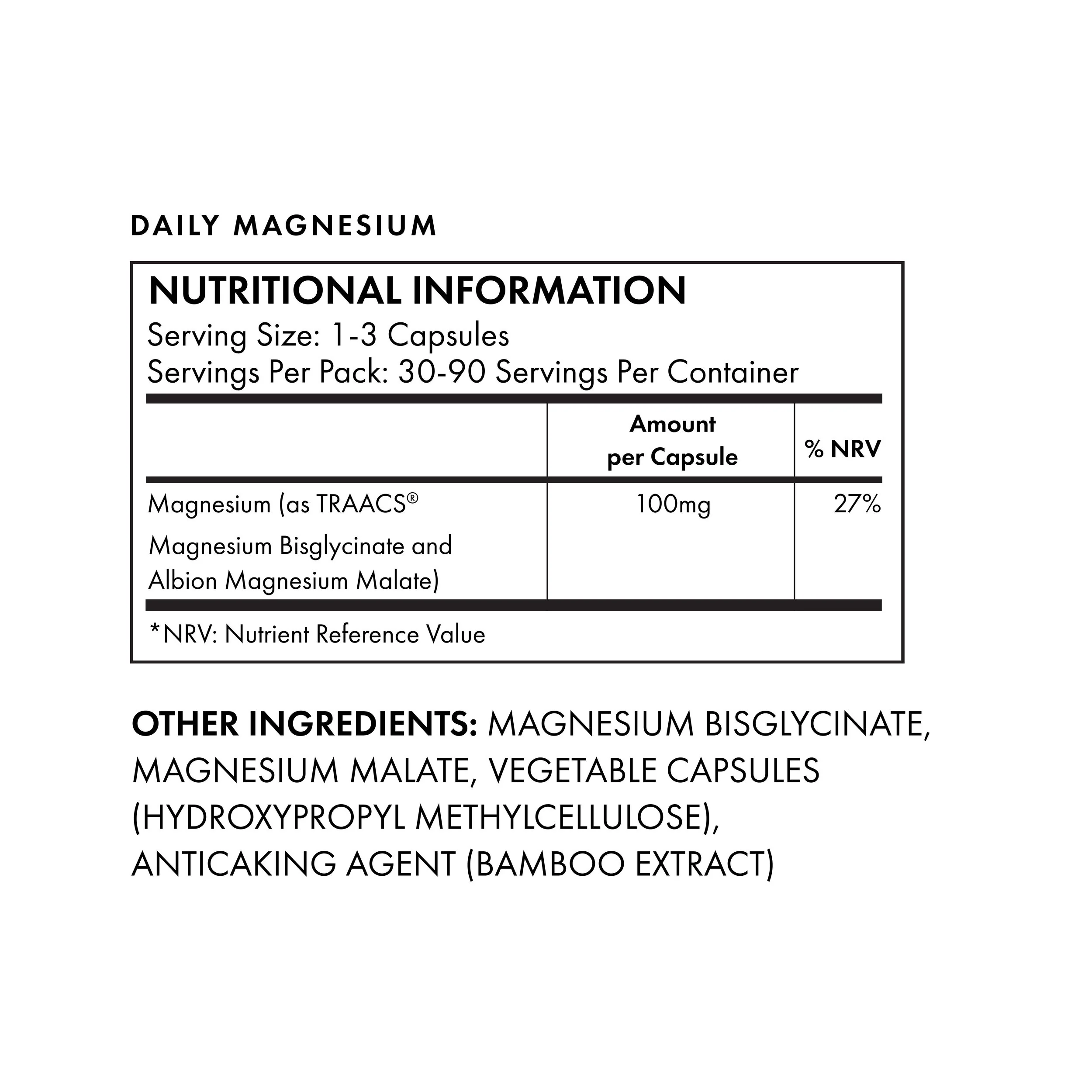 Daily Magnesium Dual-Source Capsules with Traacs Magnesium Bisglycinate