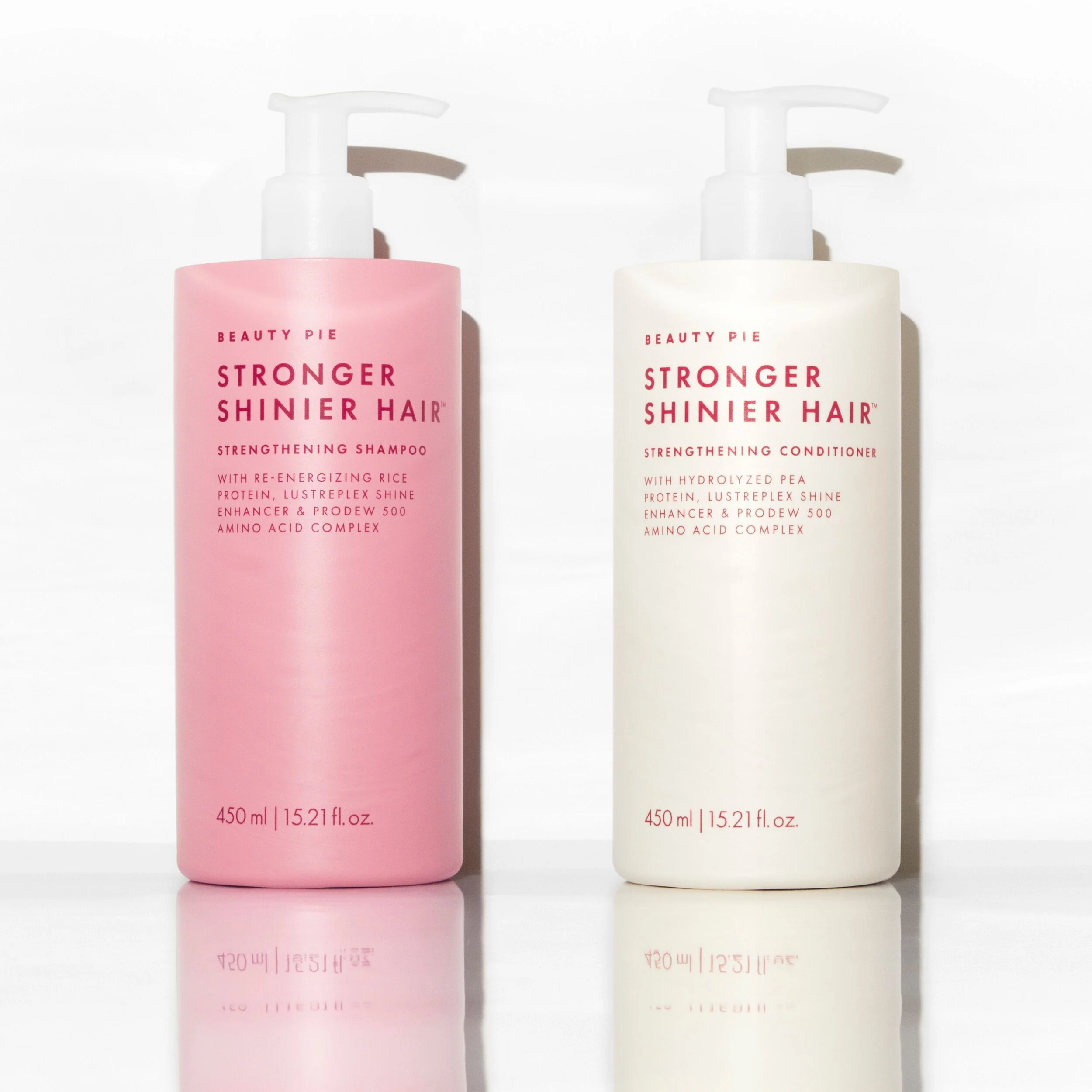 Stronger Shinier Shampoo and Conditioner Duo with Pump for Thin, Brittle Hair