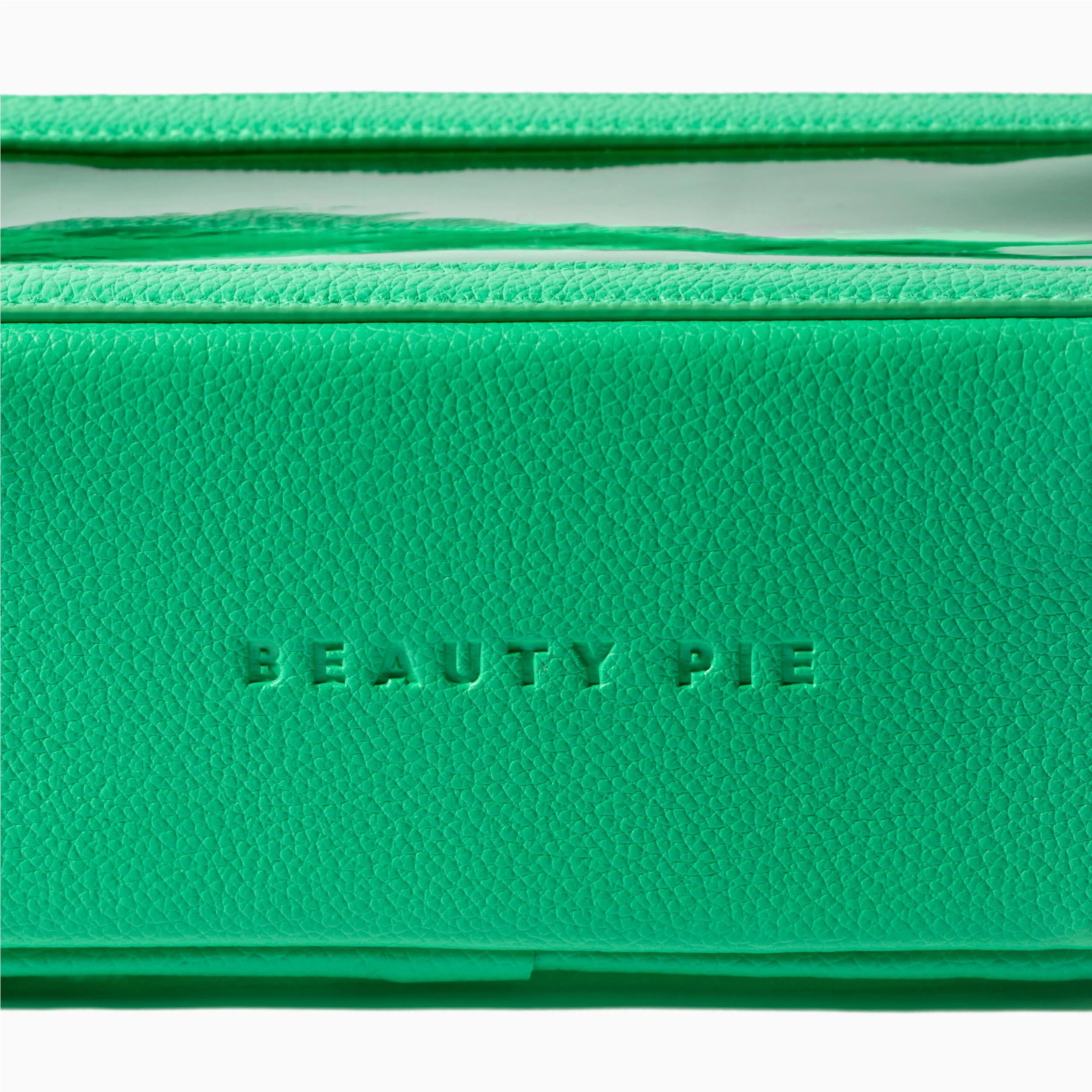 Small Makeup Bag with Vegan Leather Trim in Fresh Green