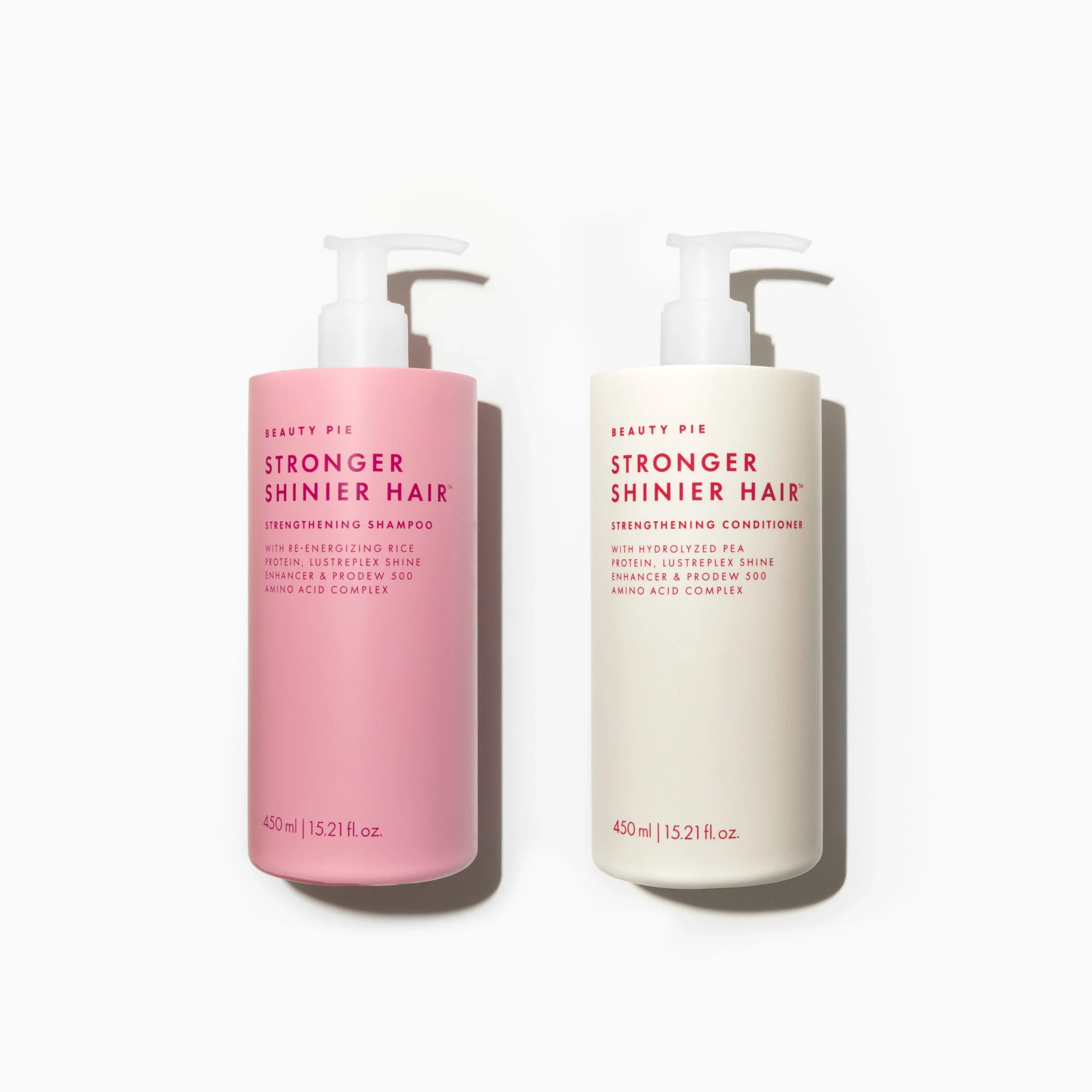 Stronger Shinier Shampoo and Conditioner Duo with Pump for Thin, Brittle Hair