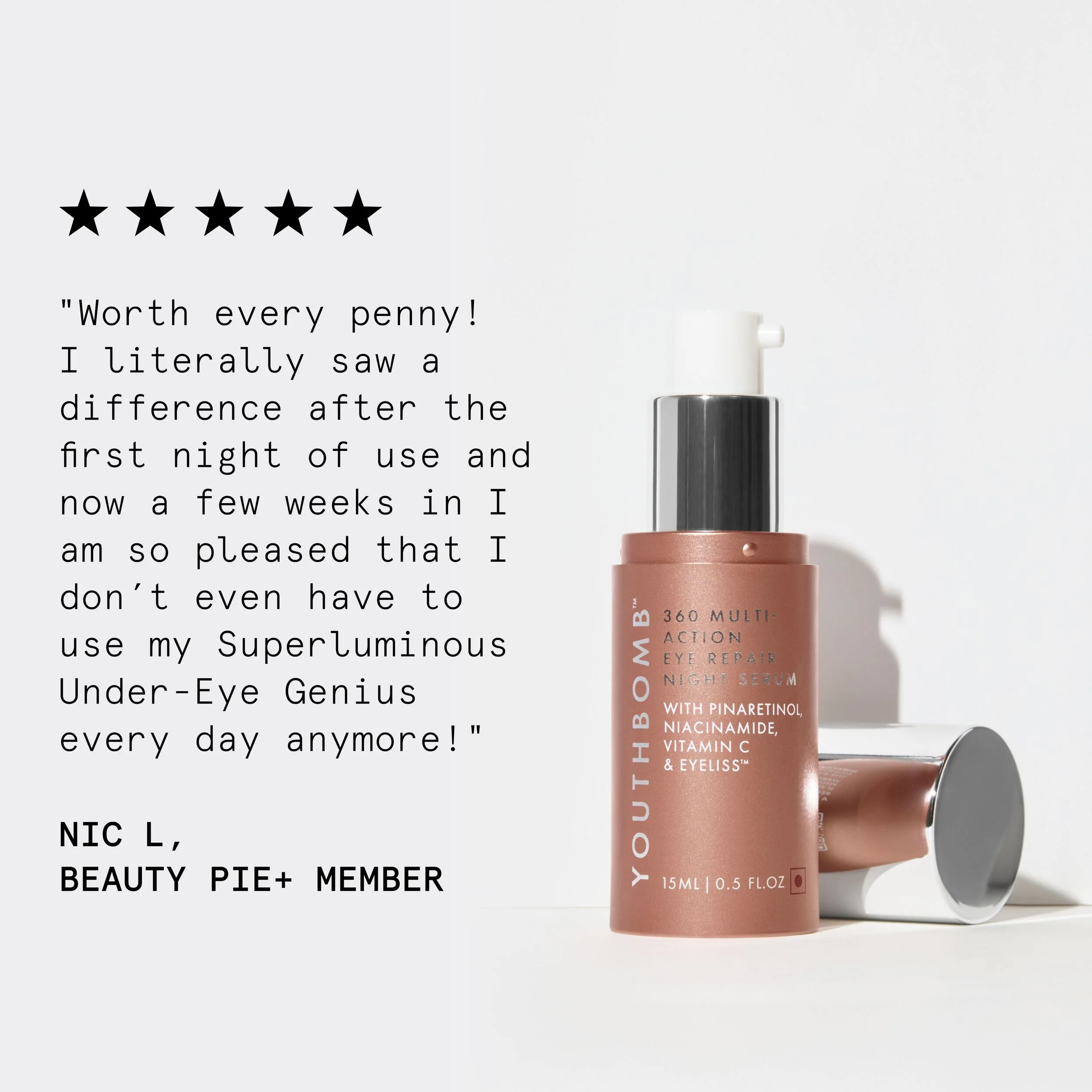 Youthbomb 360° Multi Action Eye Repair Night Serum with 1% Retinol Complex