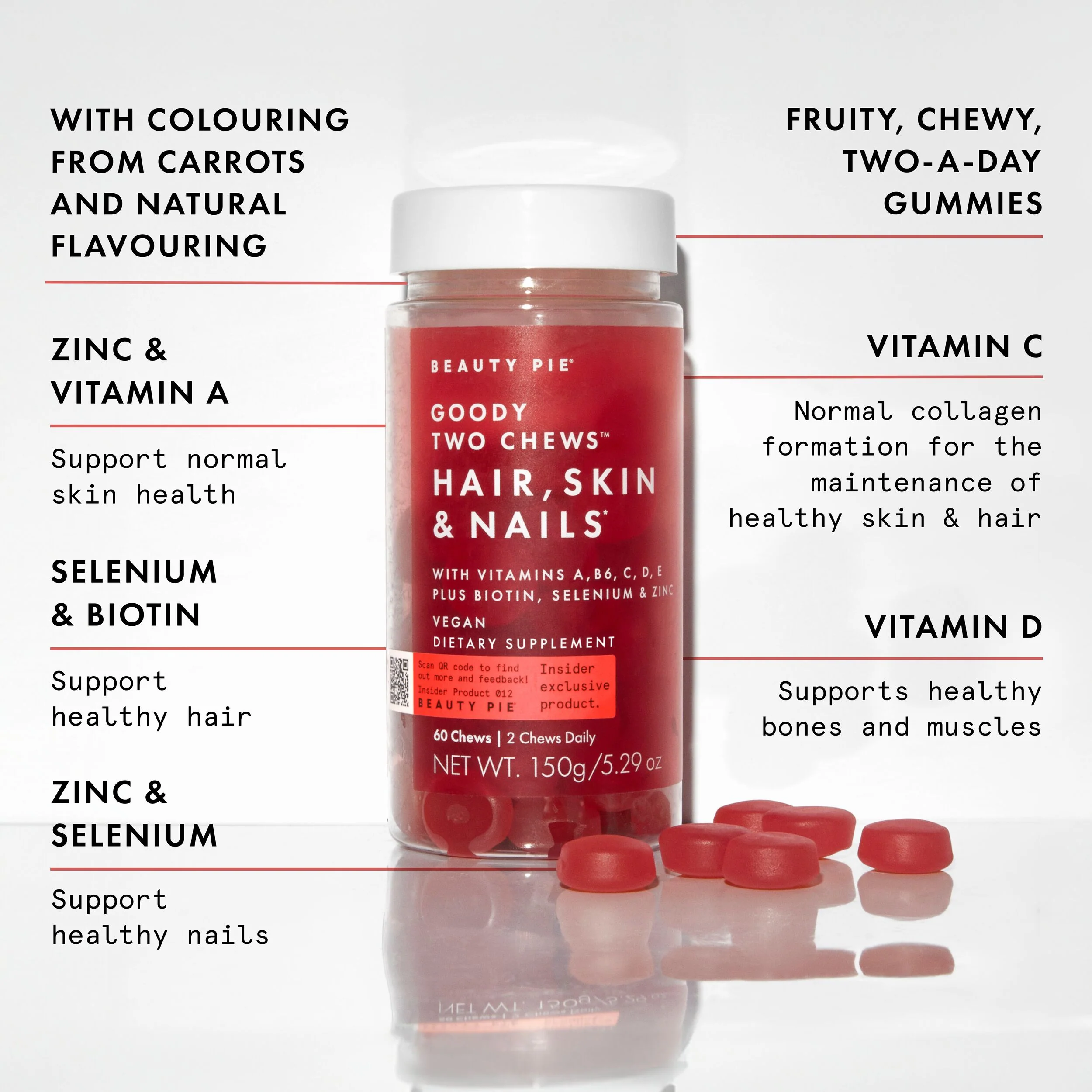 Goody Two Chews Hair, Skin & Nails Gummies with Biotin and Zinc