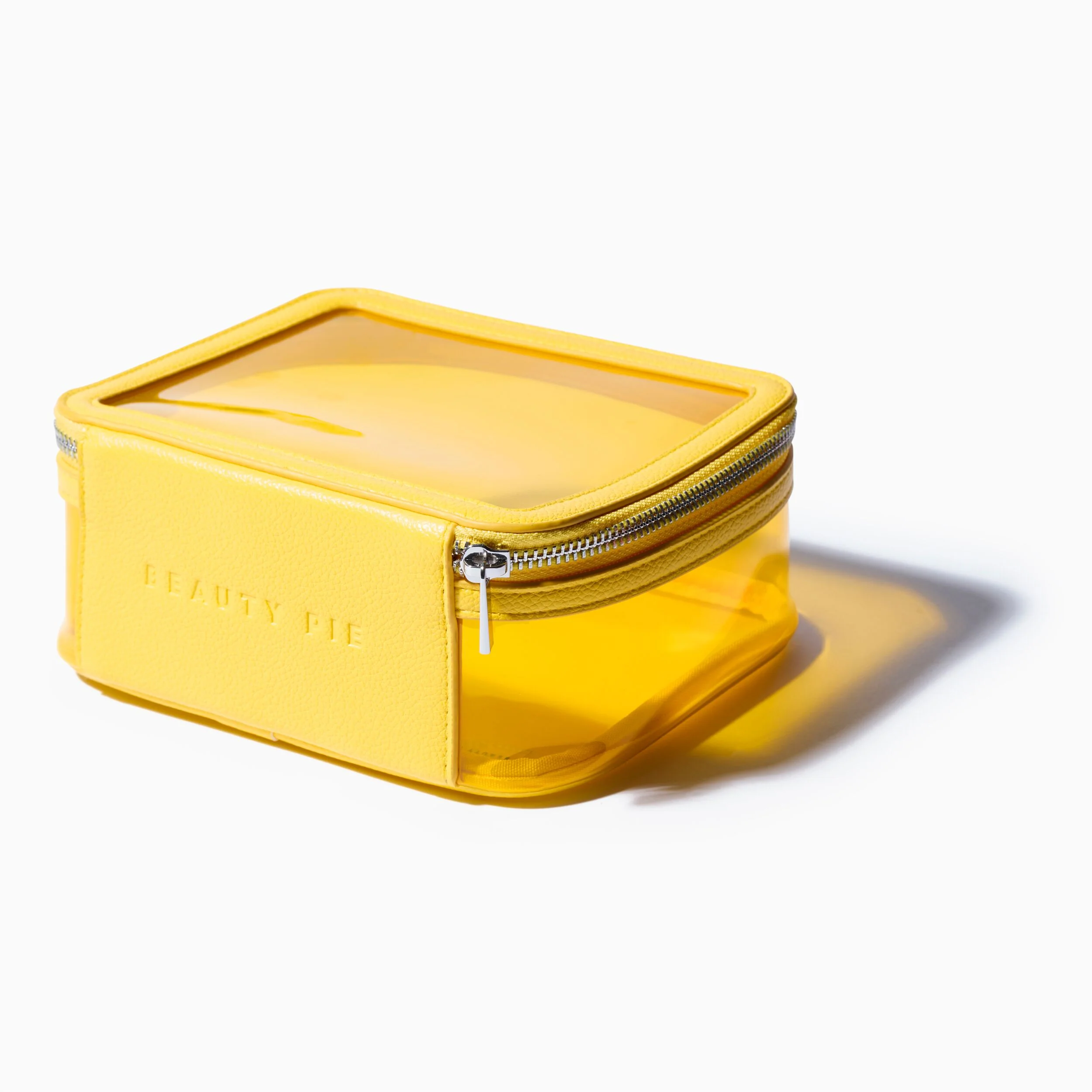 Medium Makeup Bag in Fresh Yellow with Vegan Leather Trim