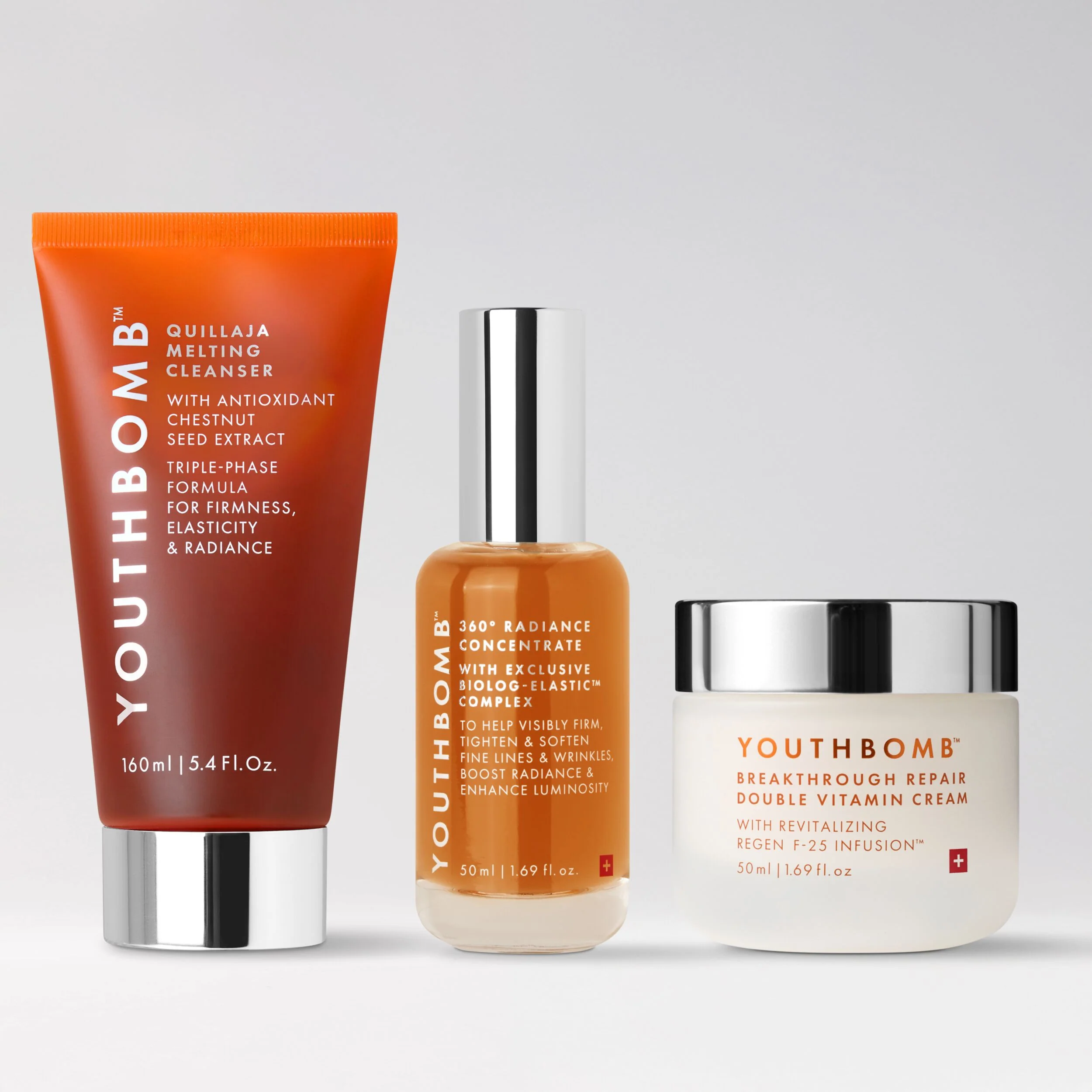 Routine anti-âge essentielle du matin Youthbomb en trois étapes quotidiennes