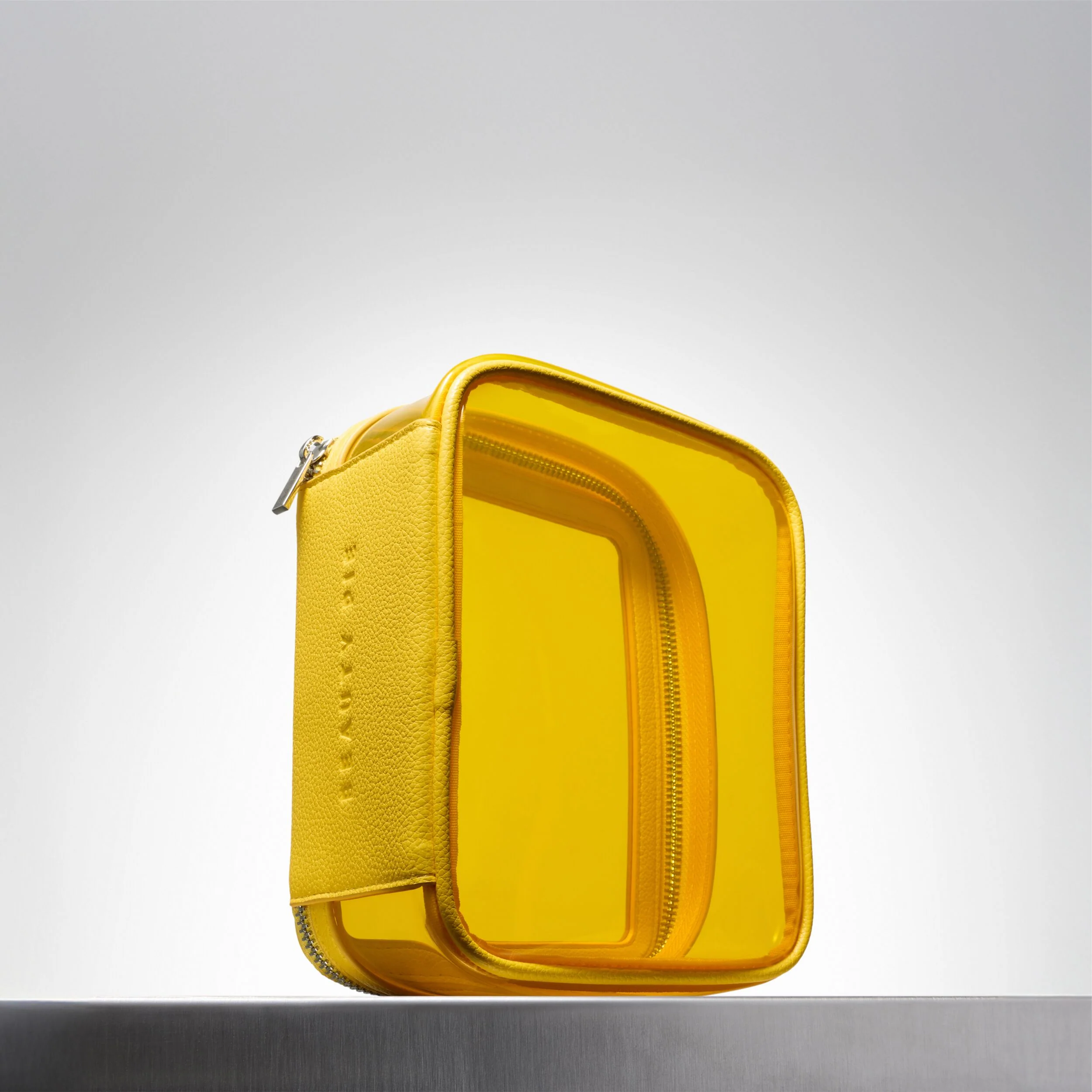 Medium Makeup Bag in Fresh Yellow with Vegan Leather Trim