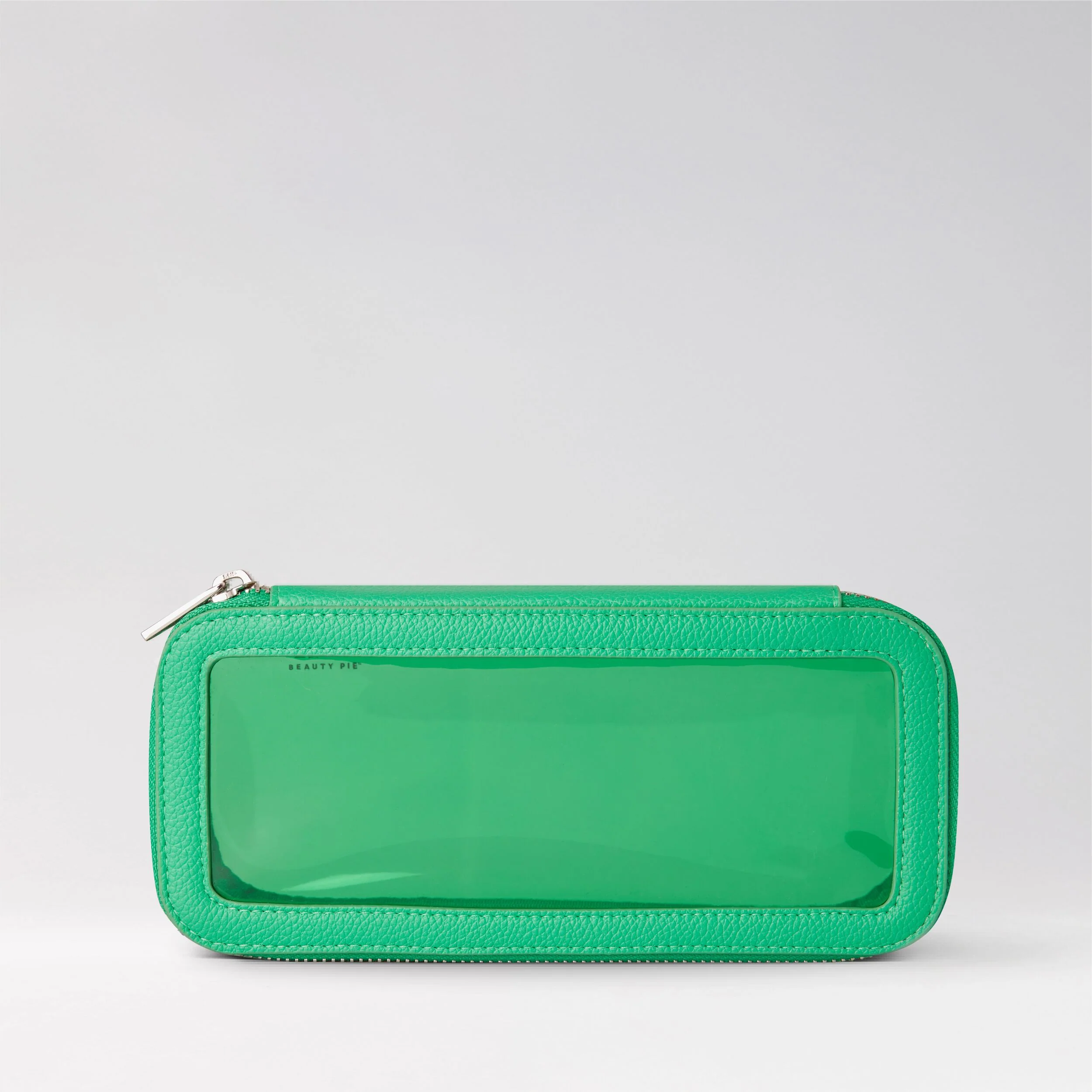 Small Makeup Bag with Vegan Leather Trim in Fresh Green