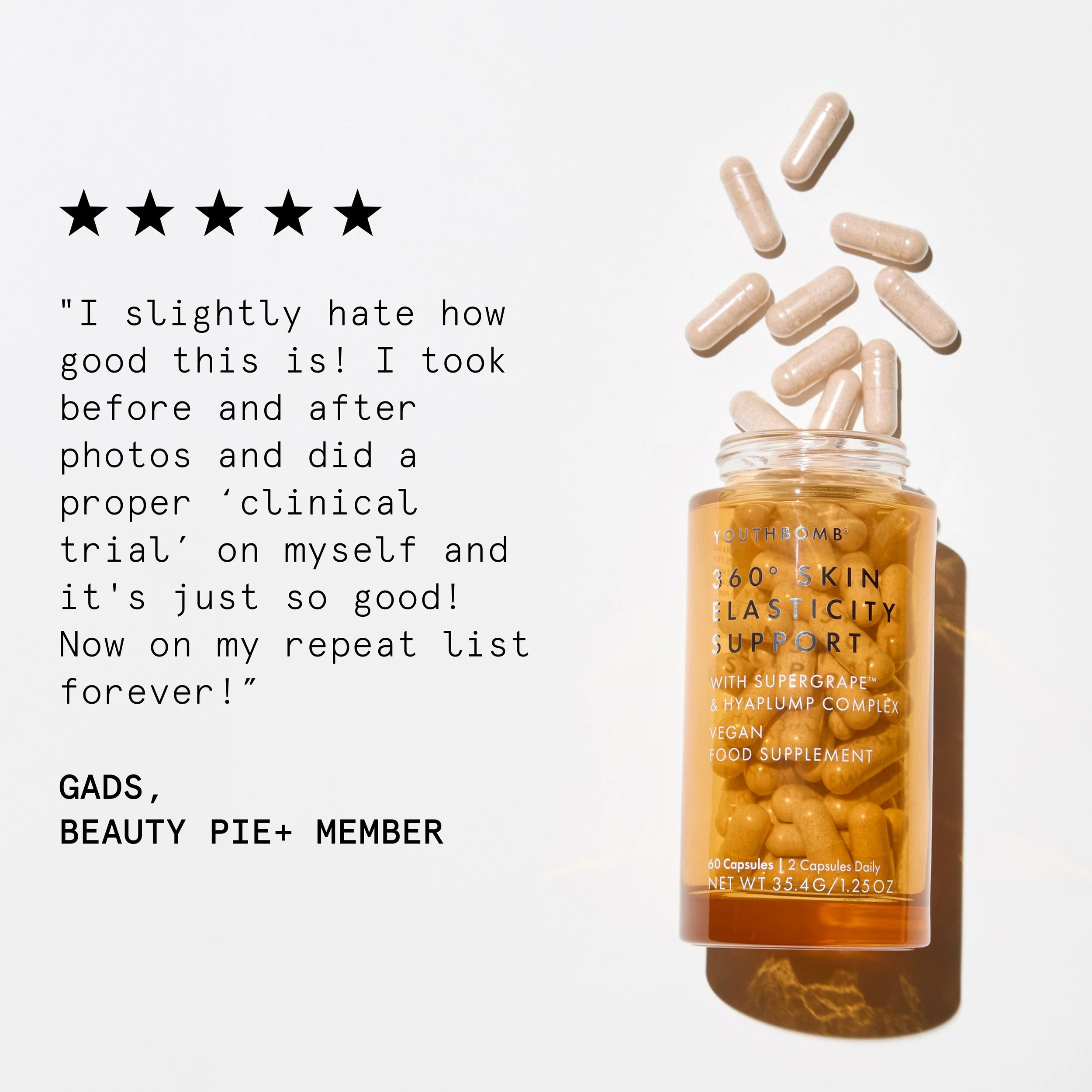 Youthbomb 360° Skin Elasticity Support anti-aging-tilskud