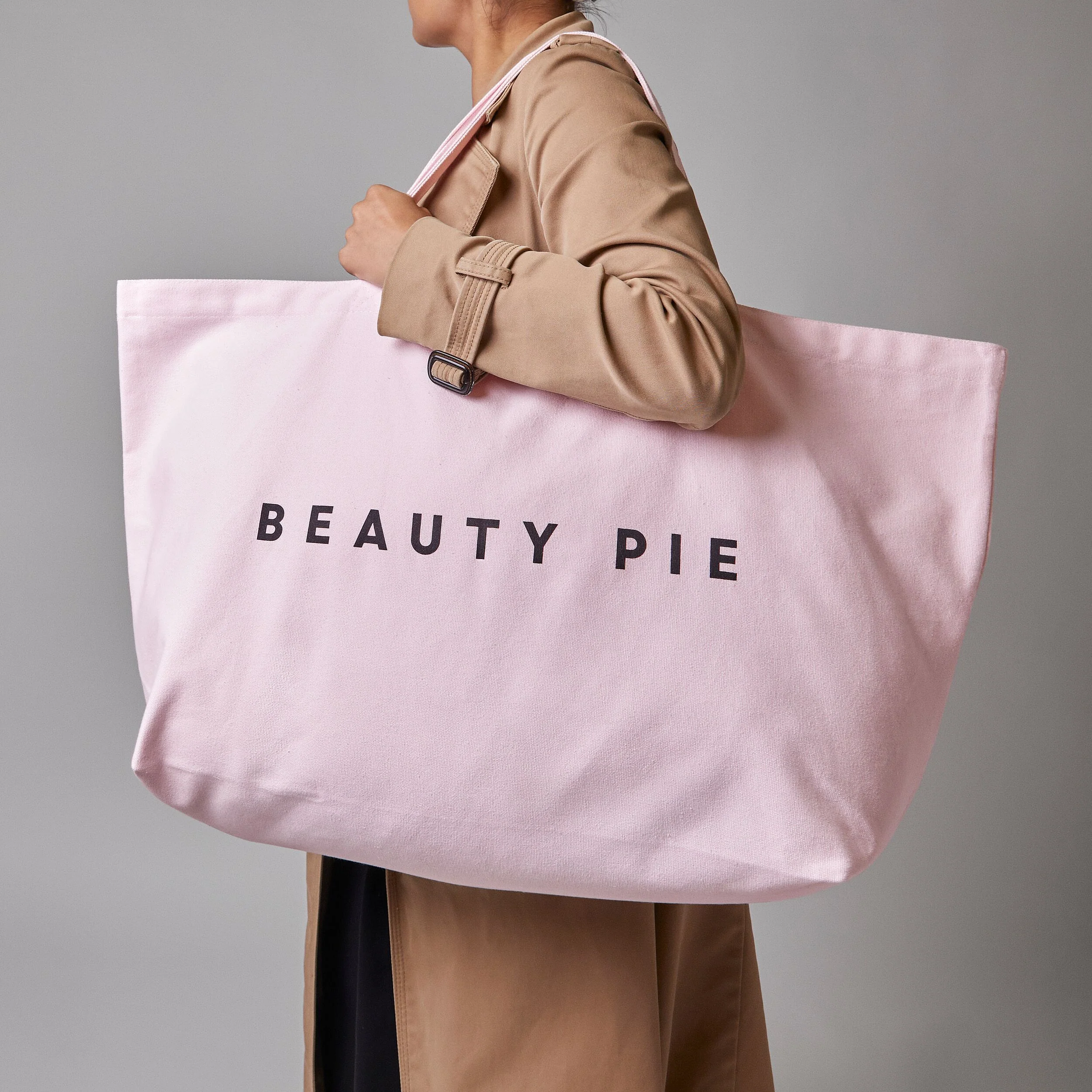 The Big Beauty Pie Tote Bag in Pink Soft Pure Cotton