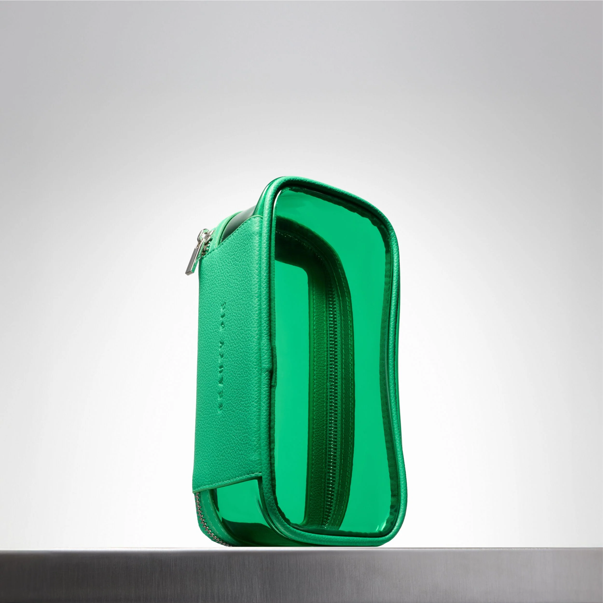 Small Makeup Bag with Vegan Leather Trim in Fresh Green