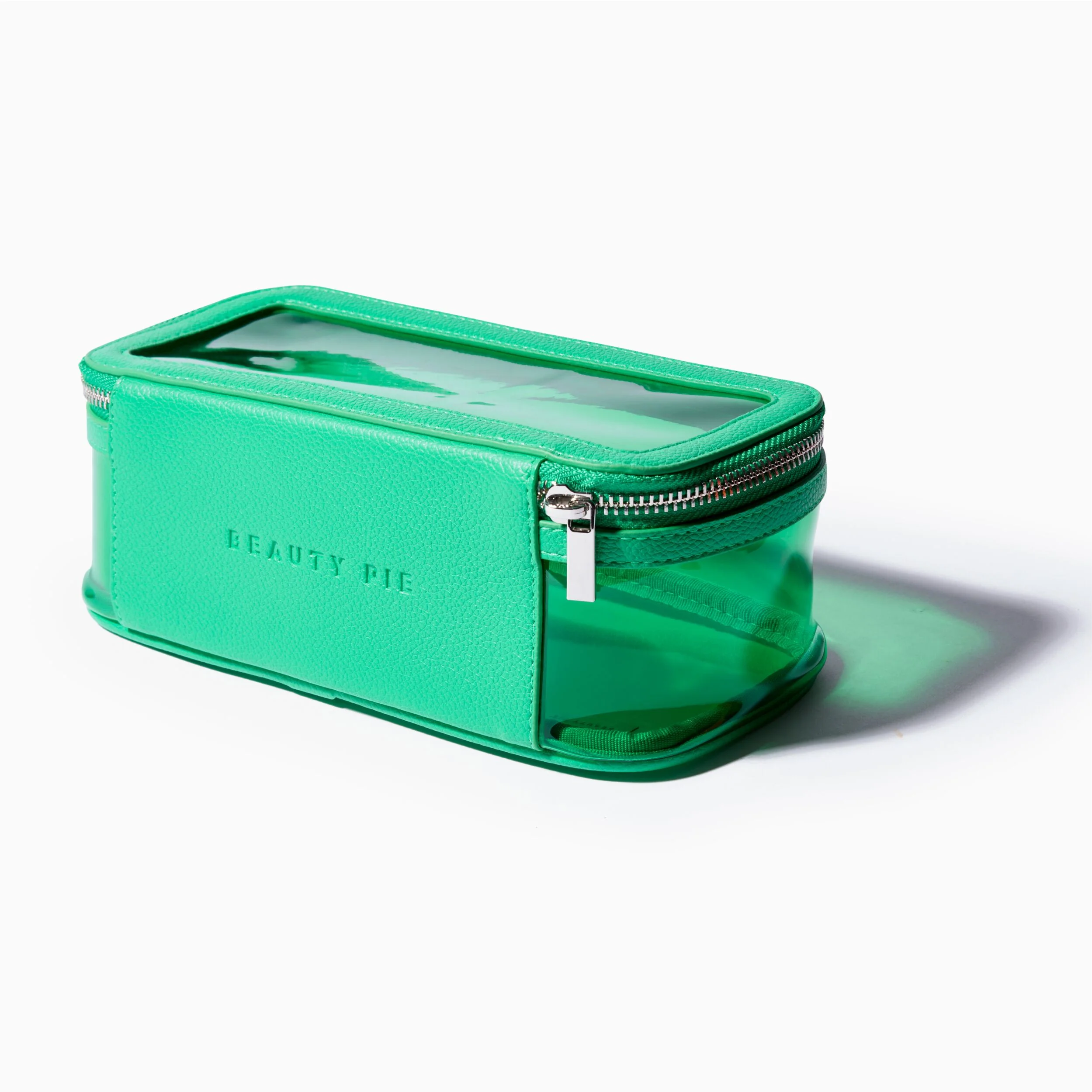 Small Makeup Bag with Vegan Leather Trim in Fresh Green